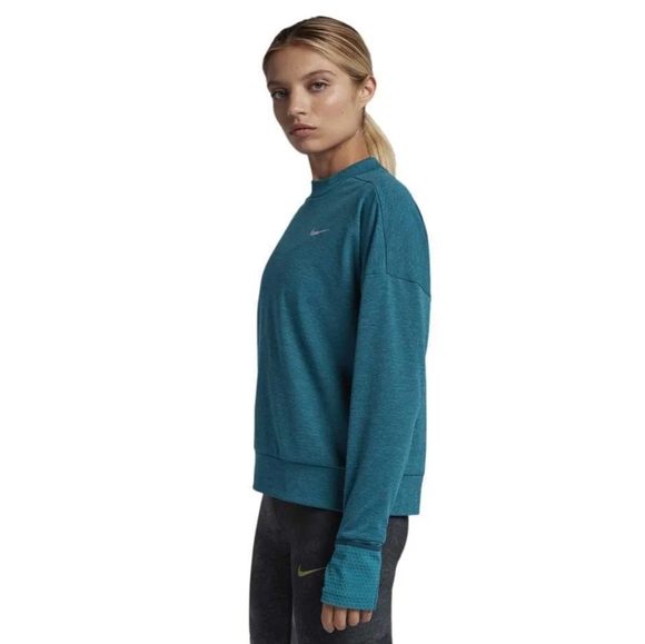 Nike Running Women's Cropped Style Sweatshirt Teal Color Size Medium - Picture 1 of 12